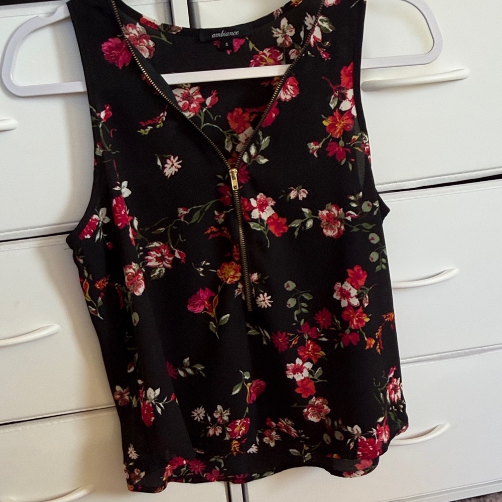 Ambiance Black Floral Women's Top